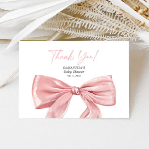 Elegant Pink Bow Coquette Baby Shower Thank You Card