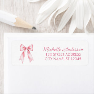 Elegant Pink Bow Coquette Return Address Label