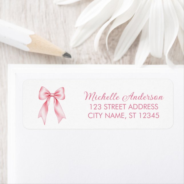Elegant Pink Bow Coquette Return Address Label     (Insitu)