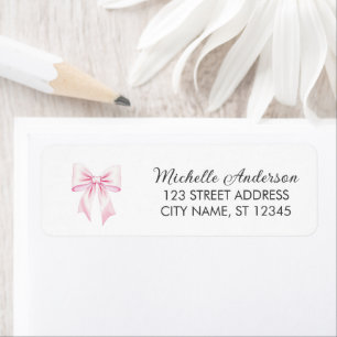 Elegant Pink Bow Coquette Return Address Label    