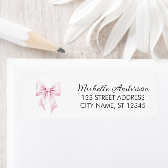 Elegant Pink Bow Coquette Return Address Label     (Insitu)