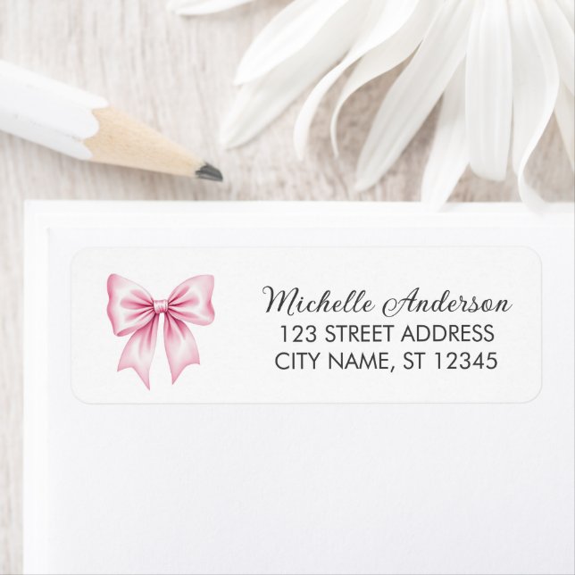 Elegant Pink Bow Coquette Return Address Label     (Insitu)