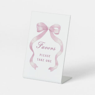 Elegant Pink Bow Favours Pedestal Sign