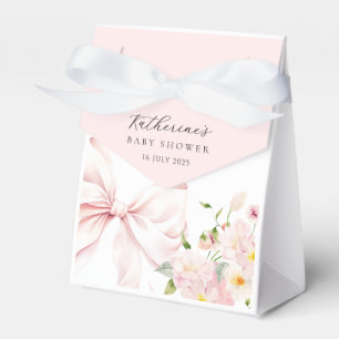  Elegant Pink Bow Floral Baby Shower Favor Box