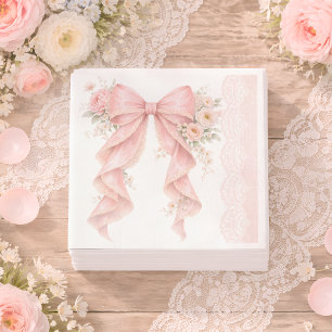 Elegant Pink Bow Flower Girl Baby Shower Napkin
