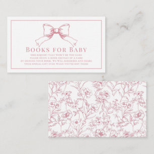 Elegant Pink Bow Girl Baby Shower Book Request Enclosure Card