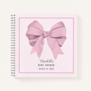 Elegant Pink Bow Girl Baby Shower Guest Book