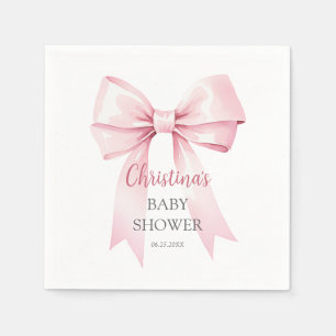 Elegant Pink Bow Girl Baby Shower Napkin
