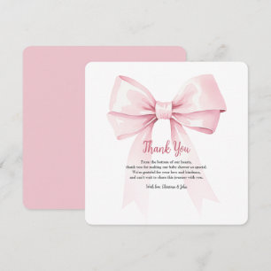 Elegant Pink Bow Girl Baby Shower Thank You Card