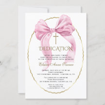Elegant Pink Bow Gold Girl Dedication 