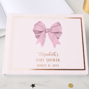 Elegant Pink Bow It's a Girl Baby Shower Rose Gold Guest Book