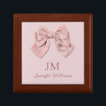 elegant pink bow monogram personalized girly gift box<br><div class="desc">elegant pink bow monogram personalized girly gift box</div>