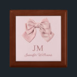 elegant pink bow monogram personalized girly gift box<br><div class="desc">elegant pink bow monogram personalized girly gift box</div>