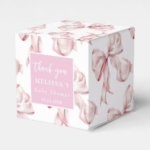 Elegant Pink Bow Pearls Baby Shower Favour  Favor Box