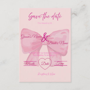 Elegant Pink Bow "Save the Date" Wedding  Invitation