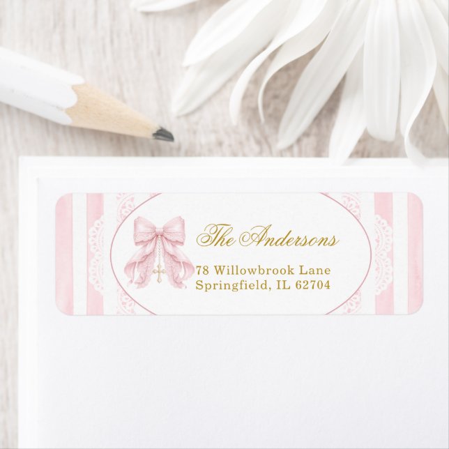 Elegant Pink Bow Stripes Lace (Insitu)