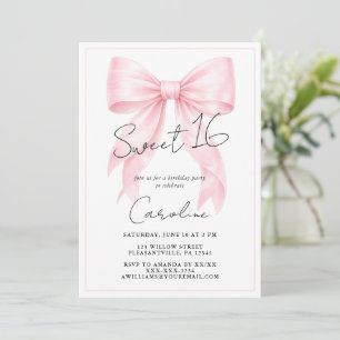 Elegant Pink Bow Sweet 16 Invitation