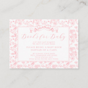 Elegant Pink Bow Vintage Floral Books for Baby Enclosure Card