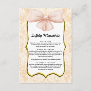 Elegant Pink Bow Wedding Safety Measures Enclosure Card
