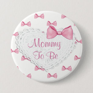 Elegant Pink Bows Mommy to be Baby Shower button