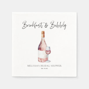 Elegant Pink Breakfast & Bubbly Bridal Shower Napkin