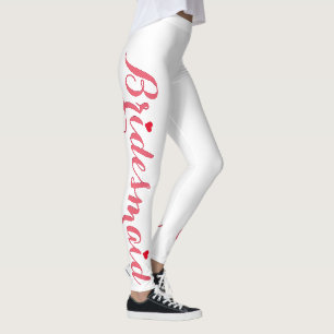 Elegant Pink Bridesmaid Wedding Bachelorette Party Leggings