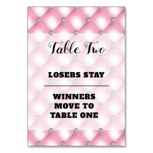 Elegant Pink Bunco Number Two Table Card