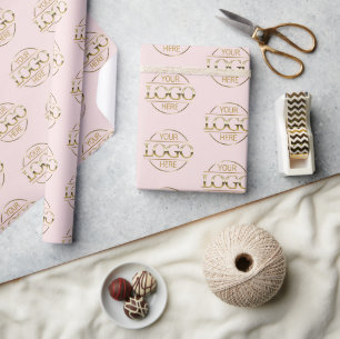 Elegant Pink Business Logo Branded Promotional Wrapping Paper