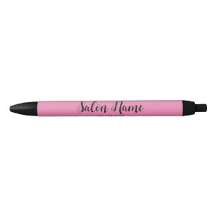 Elegant Pink Business Salon Name Script and Number Black Ink Pen