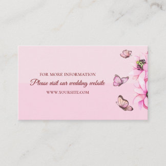 Elegant pink butterflies. Floral Wedding details Enclosure Card
