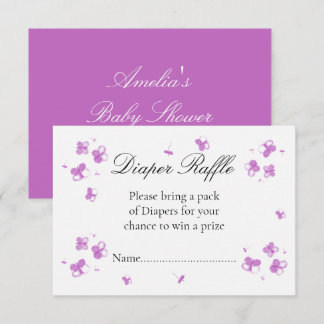  Elegant Pink butterfly Baby Shower Diaper Raffle  Thank You Card