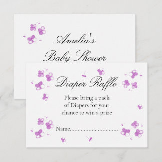  Elegant Pink butterfly Baby Shower Diaper Raffle  Thank You Card