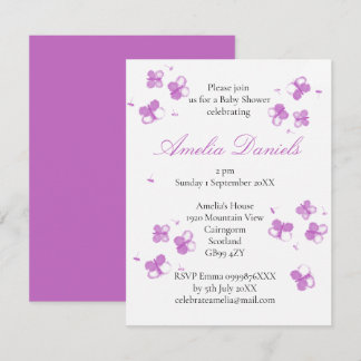 Elegant Pink butterfly Baby Shower  Invitation