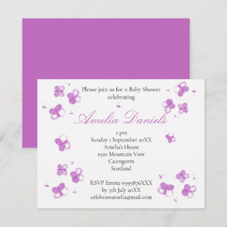 Elegant Pink butterfly Baby Shower  Invitation