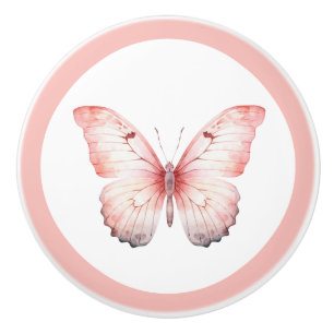 Elegant Pink Butterfly Pretty Girl's Drawer Knob