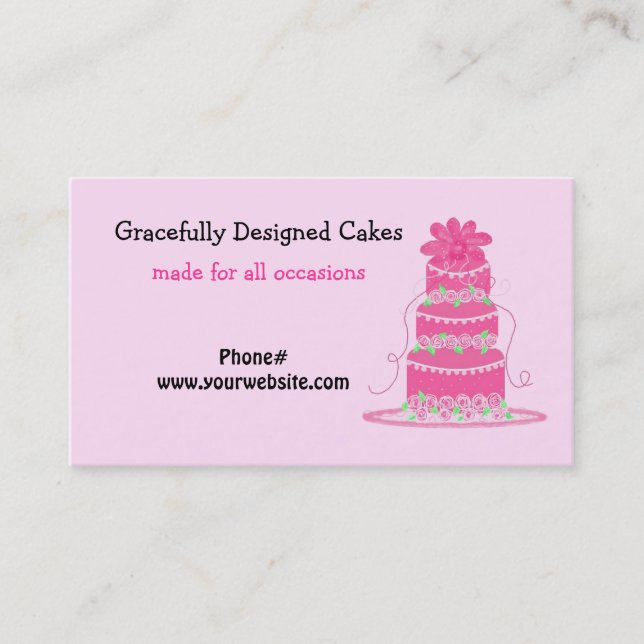 Elegant Pink Cake Business Card (Front)