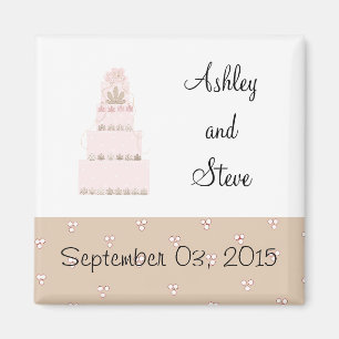 Elegant Pink Cake Save the Date Magnet