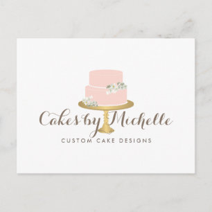 Elegant Pink Cake with Florals Cake Decorating Postcard