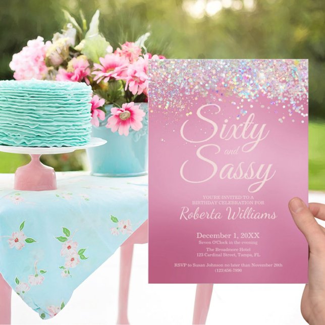 Elegant Pink Calligraphy 60th Birthday Invitation (Creator Uploaded)