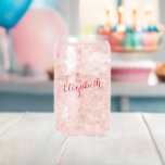 Elegant Pink Calligraphy Script Monogrammed Chic Can Glass<br><div class="desc">Create your own custom, personalized, elegant girly pink calligraphy typography script font monogrammed, modern cool chic stylish fun classy, durable clear glass, lead-free glassware, 16 oz unique classic beverage can design beer pint can glass. Simply type in your name / family name, to customize. Makes a great gift for wedding,...</div>