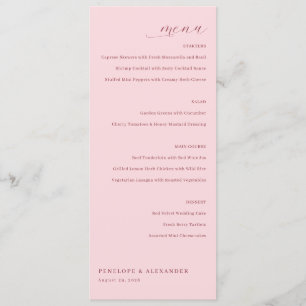 Elegant Pink Calligraphy Wedding Menu
