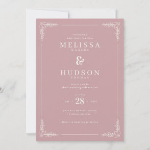 Elegant Pink Calligraphy With Floral Invitation