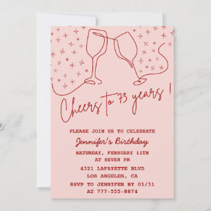 Elegant Pink Cheers Champagne 73rd birthday Invitation