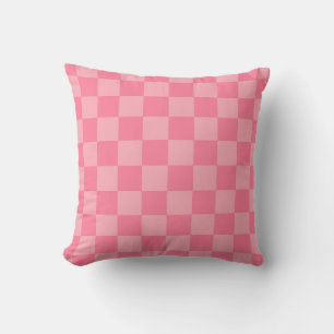 Elegant Pink Chequerboard Throw Pillow