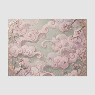 Elegant Pink Cherry Blossom Art Nouveau Swirls Tissue Paper