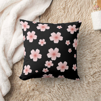 Elegant Pink Cherry Blossom Floral Throw Pillow
