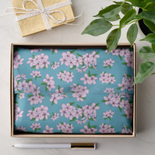 Elegant pink cherry blossom floral watercolor tissue paper