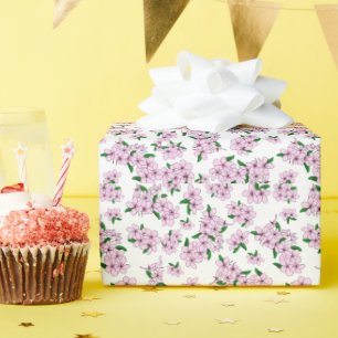 Elegant pink cherry blossom floral watercolor wrapping paper