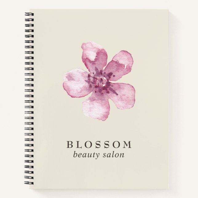 Elegant Pink Cherry Blossom Flower Business Notebook (Front)