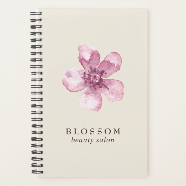 Elegant Pink Cherry Blossom Flower Business Planner (Front)
